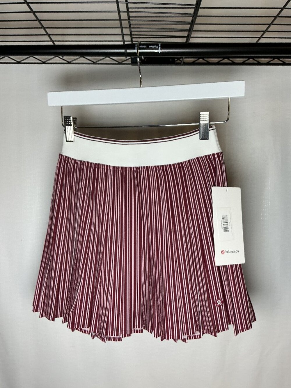 Knife-Pleat HR Tennis Skirt Twice Stripe Vertical - BURGUNDY BAY/WHITE